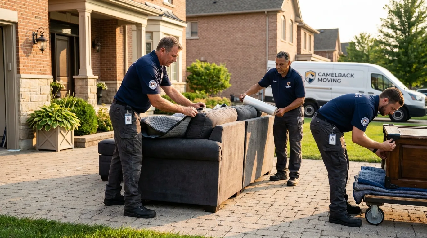 Large estate moving crew wrapping furniture in New Johnsonville, TN